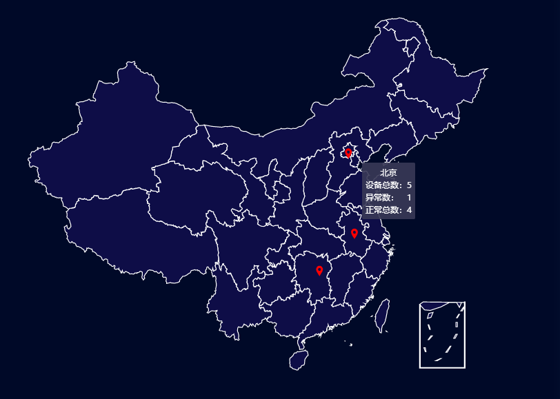 echarts的使用之 pc端中国地图（添加多处标记点）