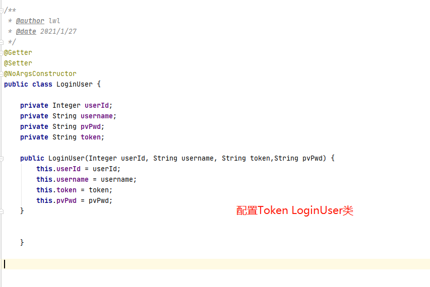 通过Token进行LoginUser配置全局用户类